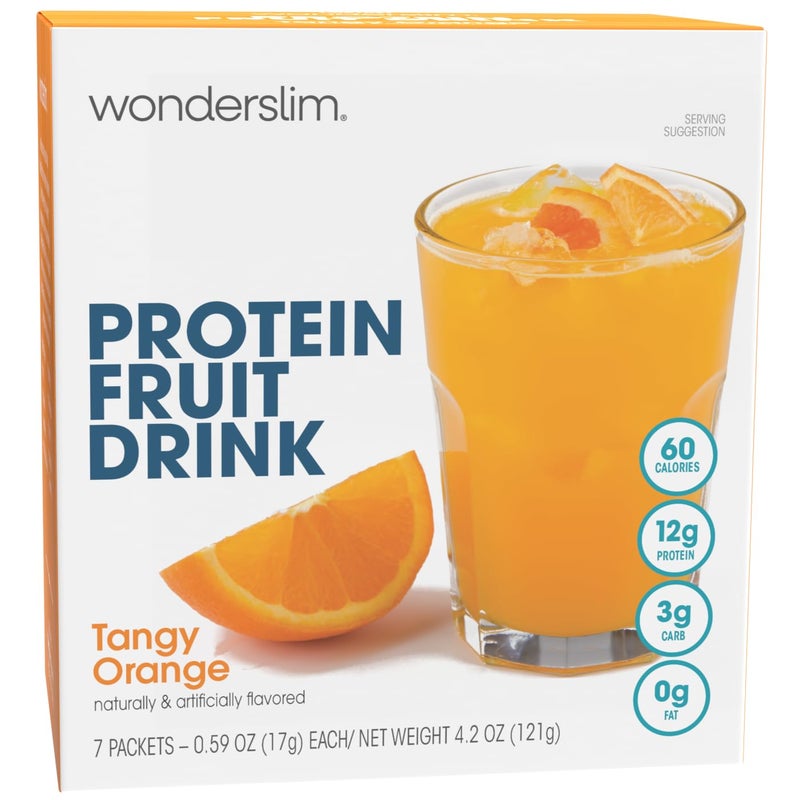 WonderSlim Protein Fruit Drink, Tangy Orange, No Fat, Gluten Free, Keto Friendly & Low Carb (7ct) - Image 1